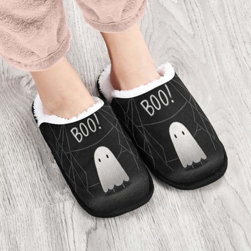 Ghosts Halloween Spider Black Slippers For Women Men Soft Memory Foam Non-Slip Hallowmas Winter Indoor House Shoes Travel Slipper4