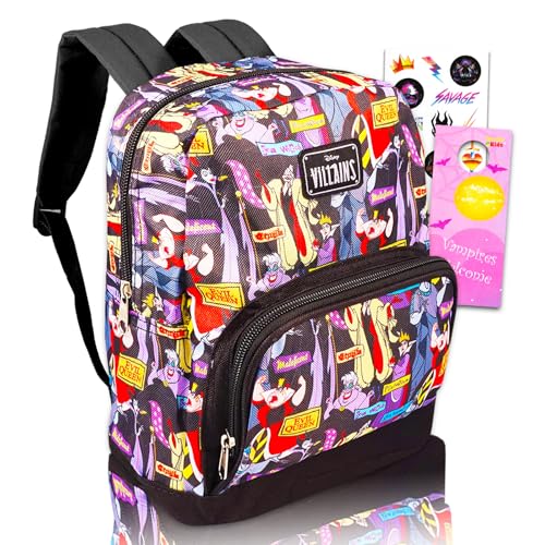 Fast Forward New York Disney Villains Preschool Backpack for Kids, Toddlers ~ 4 Pc School Supplies Bundle with Disney Villains 10