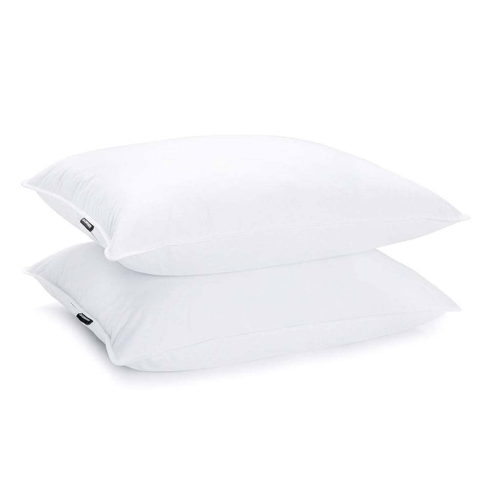 JA COMFORTS Duck Feather Down Bed Pillows for Sleeping(2 Packs)-Standard/Queen,High Filling Weight,600 Thread Count,Double-Layer Downproof Fabric Design,10% Duck Down,Cotton Cover,White