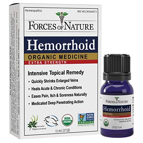 Forces of Nature Hemorrhoid Treatment, Extra Strength 0.37 Fl Oz, Organic Homeopathic Medicine & Essential Oils, Hemorrhoid Relief for Pain, Itching, Swelling, Soreness & Discomfort Cover