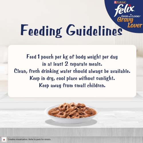 Image of Purina Felix Salmon Gravy Lover, Wet Adult Cat Food, Pack of 12 (12x70g) | With Salmon in Gravy, Tasty Meaty Chunks, 100% Complete & Balanced Nutrition, Vitamins D & E, Omega 6, Essential Minerals