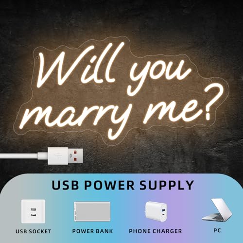 Image of Will You Marry Me Neon Sign for Wedding Proposal Decorations 16.5 x 8.3 in