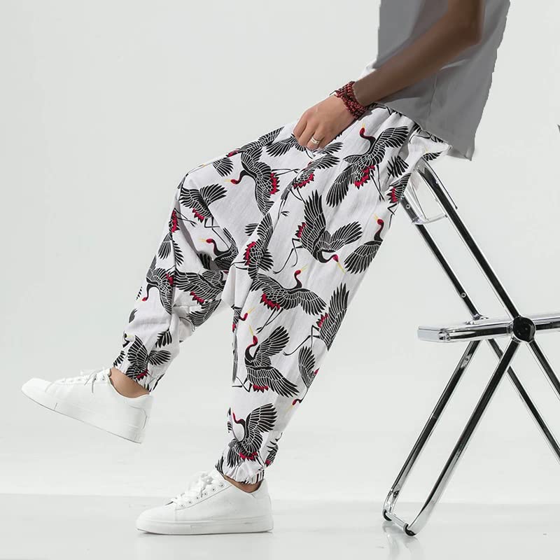 Image of Whitewhale Men's Cotton Solid Harem Pants Yoga Trousers Hippie Pant