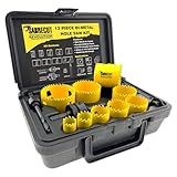 13 x SabreCut HS42MK013 19mm 22mm 29mm 35mm 38mm 44mm 51mm 57mm 64mm High Performance Bi-Metal M42 HSS Steel & Cobalt Hole Saw Kit with Mandrels, Adapter & Storage Box for Metal Plastic & Wood