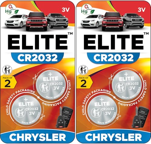 Elite Batteries Key Fob Batteries Replacement for Jeep Dodge Ram Chrysler (Cherokee Caravan Town & Country Charger Compass Durango Challenger Journey Renegade Pacifica Patriot) Remote Fobik (4 Total)