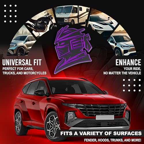 Image of Samurai Emblem, Custom 3D Car Badge - Universal Exterior Accessories for Car, Truck, SUV, Motorcycle (Set of 2) (Purple)