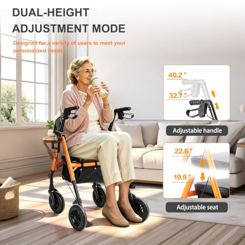 Image of Foldable Rollator Walkers for Seniors with Seat,4 Wheel Rolling Walker