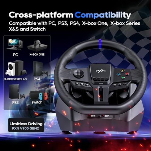 PXN Gaming Steering Wheel - 270/900° V900 GEN2 Sim Racing Wheel by PXN - Image 2