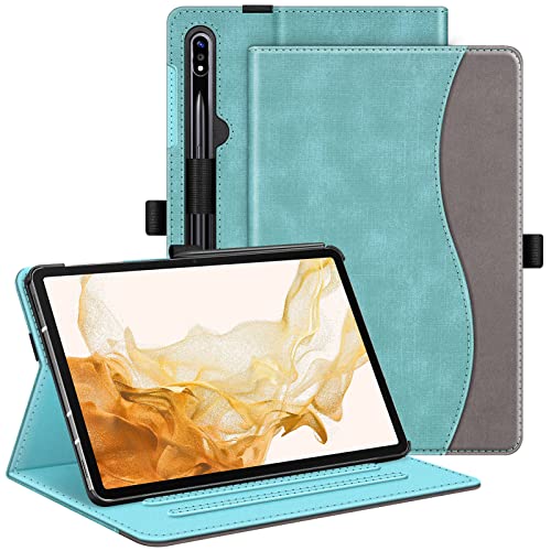 Fintie Case for Samsung Galaxy Tab S10+/ S9+/ S8+/ S7 FE/ S7+ 12.4 Inch, Multi-Angle Viewing Protective Cover with Pocket, Auto Sleep/Wake, Turquoise
