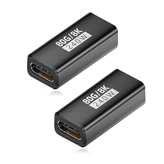 240W USB Type C Female to Female Adapter, USB C Coupler, Support 240W Charging, 80Gbps Data Transfer, 8K@60Hz Video, Compatible with iPad, Thunderbolt 4/3, MacBook Pro/Air, 2 Pack - Amazon product rated Grade B