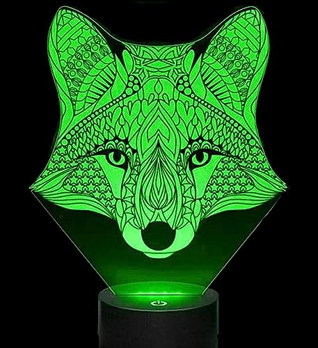 Lámpara de mesa ilusión 3D Fox 16 colores USB miniatura 3