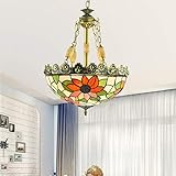 dhopwwr lampadari in stile tiffany, plafoniere in vetro colorato vintage da incasso, lampadari a sospensione con paralume rotondo con decorazione retrò per soggiorno camera da letto, e27 (senza