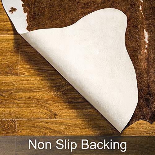 Arogan Premium Faux Cowhide Rug 6.2 X 5.2 Feet, Durable And Large Size Cow Print Rugs, Suitable For Bedroom Living Room Western Decor, Faux Fur Animal Cow Hide Carpet, Browm #TOP2