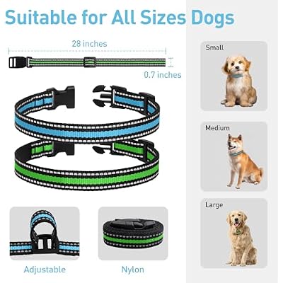 Collar Replacement Strap Compatible with Pet Training Collar Receiver, Reflective Pet Collars Strong, 2 Piece Set