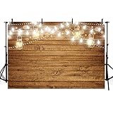 MEHOFOTO Rustic Baby Shower Wood Photography Backdrops Props Shining Bulbs Bottles Wooden Birthday Wedding Bridal Shower Party Decoration Photo Studio Booth Background Banner 7x5ft