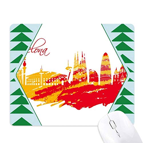 ville silhouette rouge et jaune de barcelone tapis de souris green pine tree tapis en caoutchouc