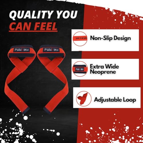 Image of Neoprene Padded Weight Lifting Straps - Deadlift Support for Both Men & Women (1 Pair)