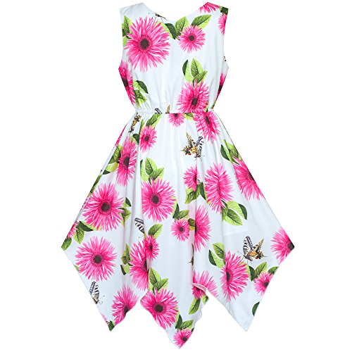 Sunny Fashion Girls Dress Rose Flower Hanky Hem Princess Size 14 #TOP18