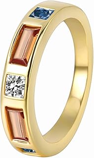Anillos Mujer de Oro Amarillo 9K/14K/18 Kilates Matrimonio,Rectángulo con Zafiro Creado y Moissanita Topacio Anillo Boda Mujer Oro Amarillo