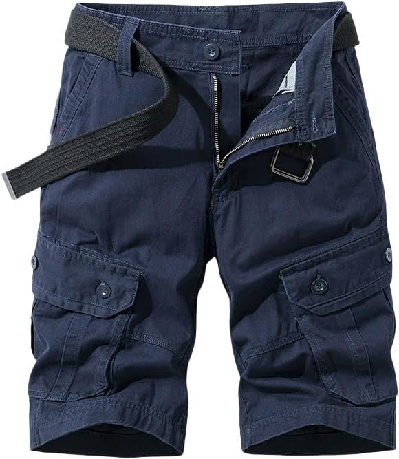 Men's Summer Cargo Shorts Cotton Multi-Pocket Tactical-Style Casual Bermuda Shorts Outdoor Military