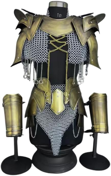 NauticalMart Medieval Armour Steel Brave Lady Armor Tasset & Chainmail Top Corset-Women's Armor Cosplay & Reenactment Costume