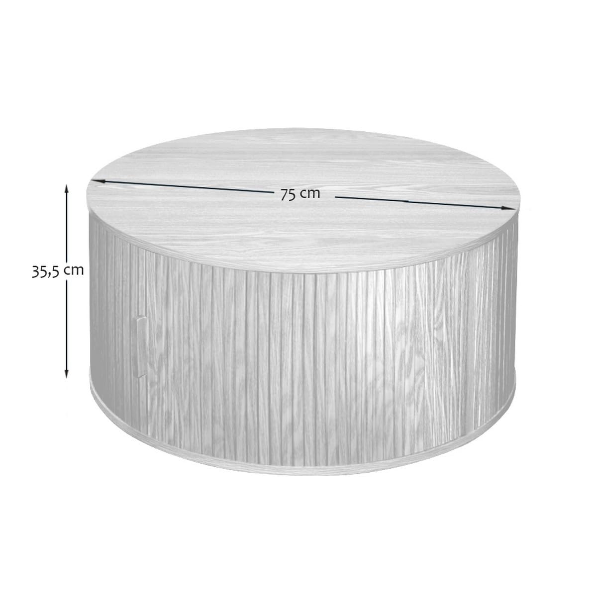 Calicosy – Mesa de centro redonda con almacenamiento D75 cm – Colección Ernest – Diseño vintage y práctico – Mueble de salón elegante de MDF