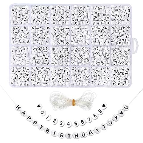 1680 Pieces A-Z Letter Beads, 7x4mm Sorted Alphabet Beads and Number Acrylic Letter Bead Kit, Vowel Letter Beads for Jewellery&Making Kids&Crafts&Name Bracelets Cover