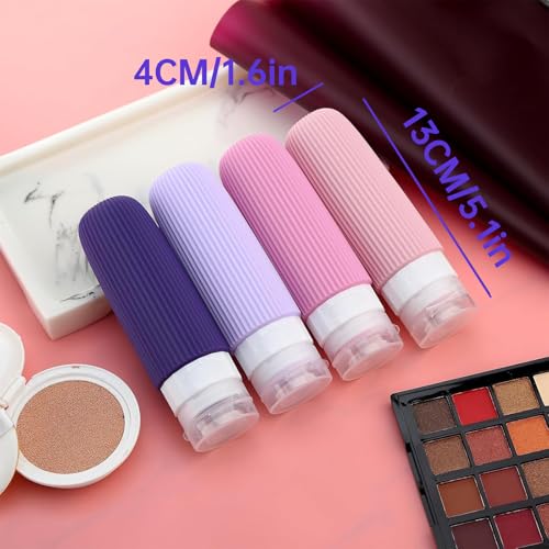 4 Pièces 90ML Flacons De Voyage En Silicone Étanches & Anti-Fuite Pour Cosmétiques Rechargeables, Flacon de Voyage Idéal