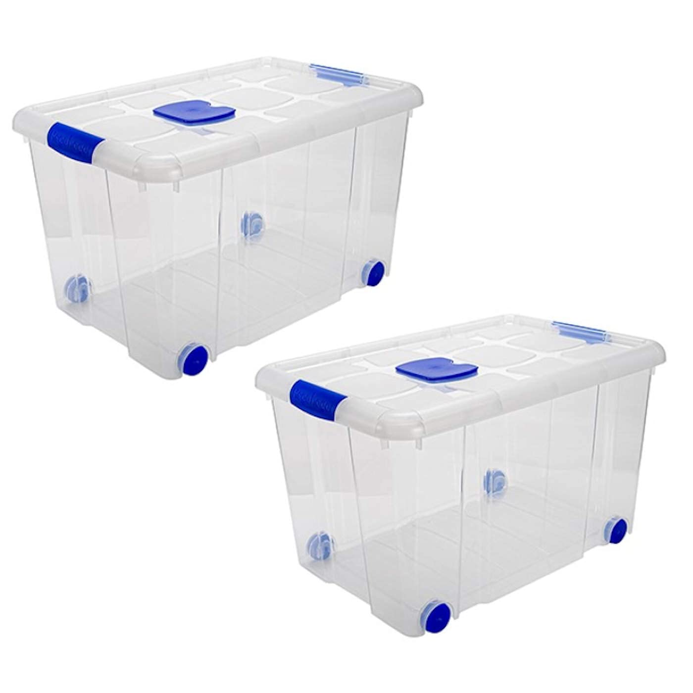 Tradineur – Pack de 2 Cajas de Almacenamiento – Fabricado en plástico – Contenedor para almacenar Juguetes, Libros, Ropa, Mantas – N.º 4 – 34,5 x 58,5 x 39,5 cm – 55 L