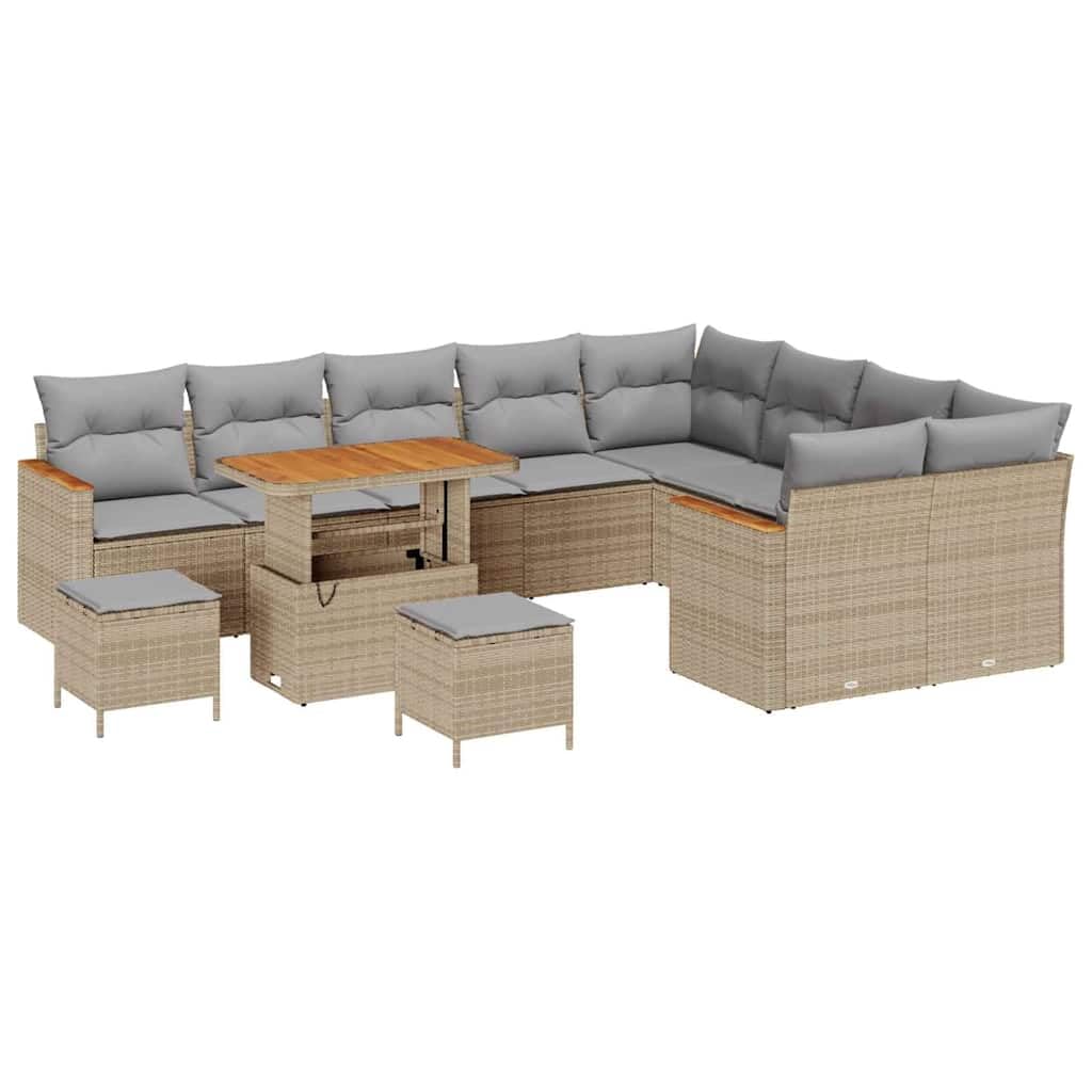 Hothingwell 12-częściowy zestaw sofa ogrodowa Beige Poly Rattan