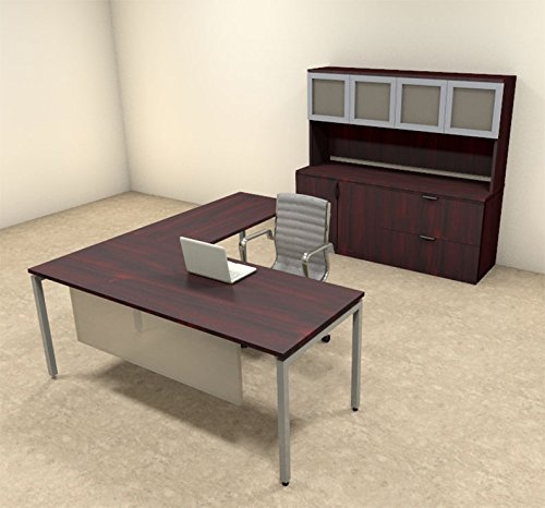 4pc L Shape Modern Contemporary Executive Office Desk Set OF-CON-L73
