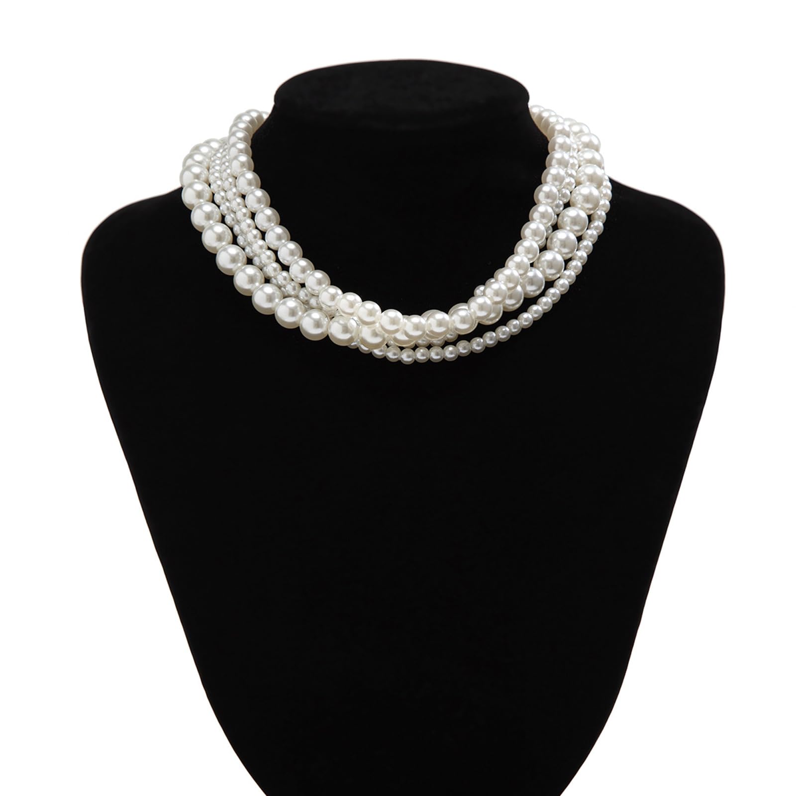 Semplice collana girocollo di perle, collana estiva con perline da spiaggia per il corpo gioielli bikini perla velluto corda ciondolo farfalla collana catena clavicola per donne (argento)