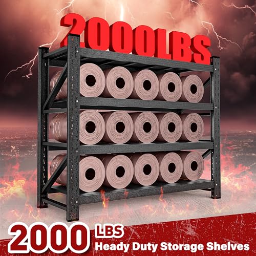 Image of 2000LBS Heavy Duty Garage Shelving Units,40 inch Wide & Deep Storage Shelves,Metal Garage Shelves,Large Storage Rack,Steel Shelf,Industrial Shelving for Shop,Warehouse,Basement,40 inch W x 20 inch D x 60 inch H