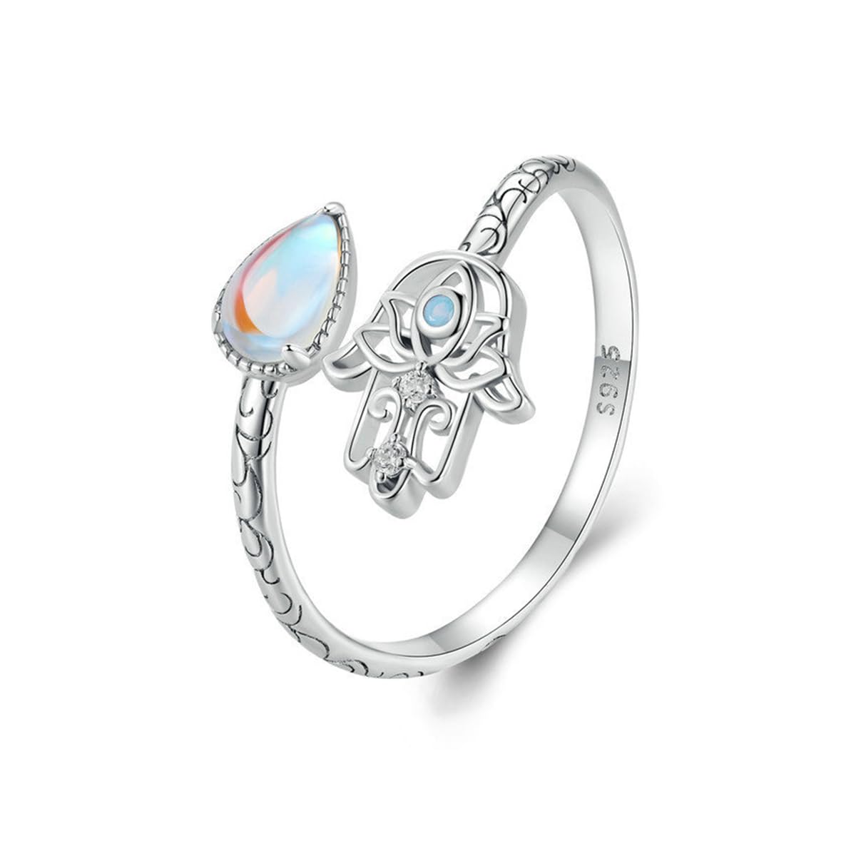 VELESAY Mariposa Anillos Plata de Ley 925 para Mujer Anillo Opal Circonita Ajustables Mujer Anillos Compromiso Boda Alianzas Anillos CZ Plata 925 Mujer ópalo Mariposa Anillos