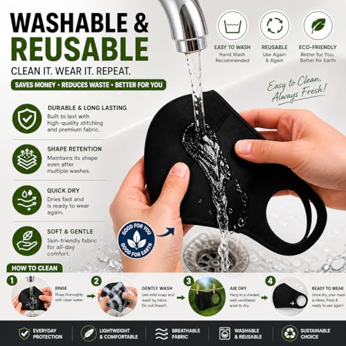 Image of Anti Pollution Reusable Face Mask for Men Women, Black