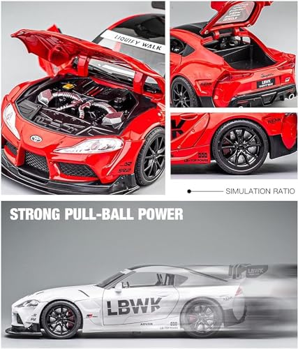 Image of Invite Enterprise Diecast Model Metal Pull-Back Car with Sound Light and Opening Doors: A Kids' Toy Vehicle Gift (1:24 Toyota Supra GR LBWK - RED)