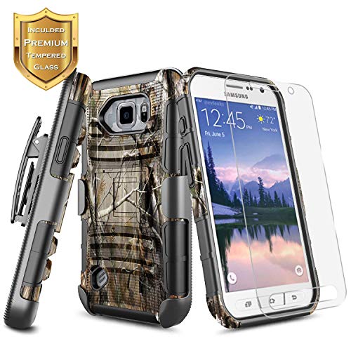 S7 Active Case w/[Tempered Glass Screen Protector] NageBee [Heavy Duty] Armor Shockproof [Belt Clip] Holster w/[Kickstand] Combo Rugged Case for Samsung Galaxy S7 Active G891 (2016 Release) -Camo