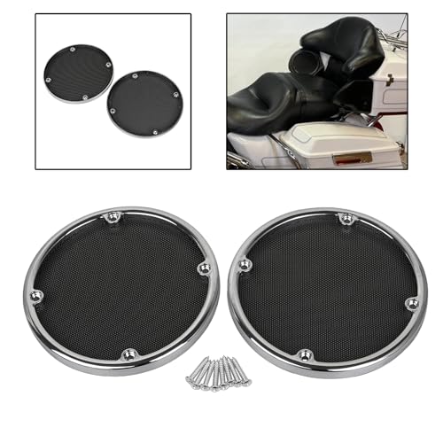 Image of Metal Left & Right Rear Speaker Trim Grills Mesh Covers For Harley Trike Street Glide FLHXXX 2010-2011 Street Glide FLHX 2006-2013 Electra Glide Classic FLHTC 1996-2013