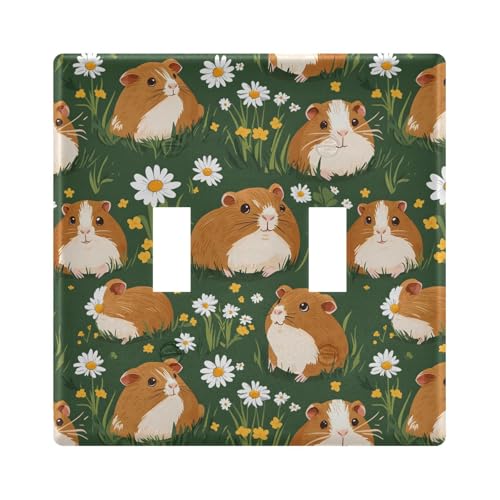 UMIRIKO Cute Guinea Pigs Daisy Light Switch Cover Plate Covers Decorative Double Toggle Home Decor 202b8035