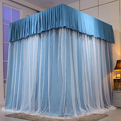 Obokidly Solid Color Princess 4 Four Corner Post Bed Curtain Canopy With Mosquito Net Canopies For Girls Boys Kids Teens Girl Adult Home Bedroom Decoration (Type2-Blue, King) #TOP5