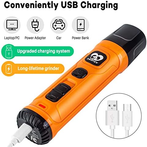 Casfuy Dog Nail Grinder with 2 LED Light - New Version 2-Speed Powerful Electric Pet Nail Trimmer Professional Quiet Painless Paws Grooming & Smoothing for Small Medium Large Dogs and Cats