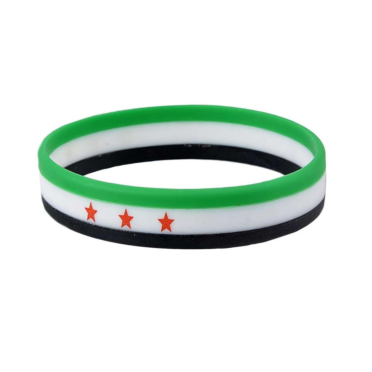Free Syrian Flag Silicone Bracelets Syria Flag Rubber Bracelets White Green Black Syria Flag Bracelets Support Syria Free Syria Wristband for Outdoor Sports and Patriotic Support