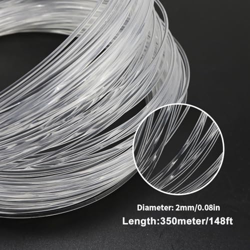 Image of AZIMOM PMMA 0.08in(2mm) 1148ft(350Meter) Plastic End Glow Fiber Optic Roll Cable for Fiber Optic Starlight Kits Project Twinkle Star Sky Ceiling Headliner Decor