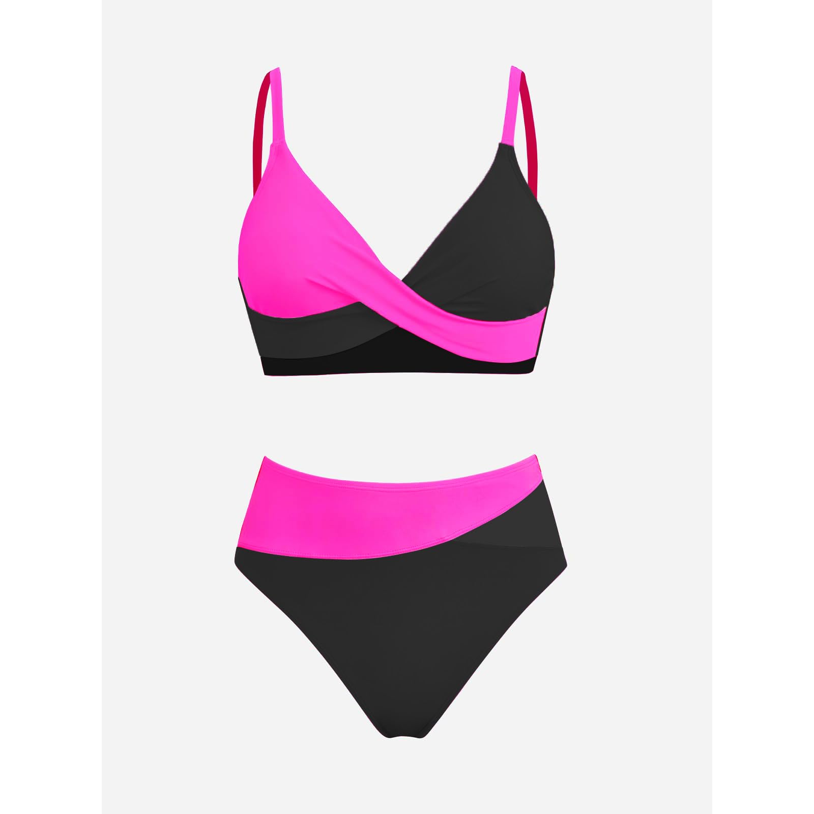 Damski dwuczęściowy kostium kąpielowy, dekolt w kształcie litery V, skrzyżowane bikini, moda kąpielowa, kontrola brzucha, zestawy bikini