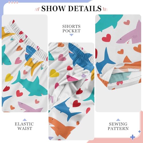 ALAZA Shark Heart Love White Pajama Lounge Pants Long Sleep Pajama Bottoms with Pockets4