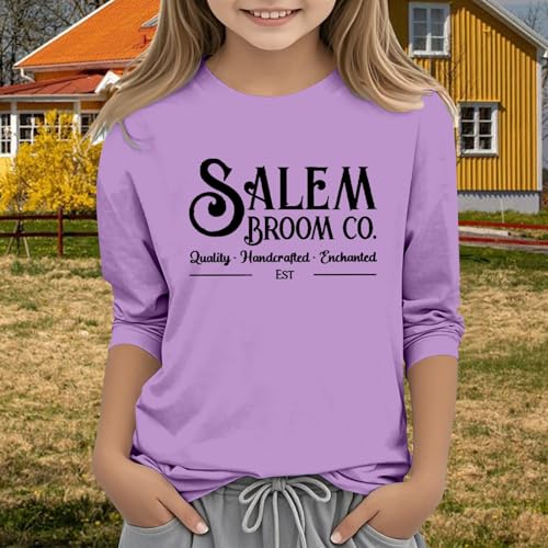 Kids Girls Halloween T-Shirts 3/4 Sleeve Crewneck Tops Teen Attitude Graphic Tees Funny Saying Tops Spooky Halloween T-Shirts3
