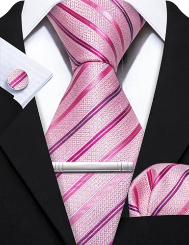 Image of Barry.Wang Designer Mens Tie Sets Collection, Eleagnt Gift Box Tie Clips Handkerchief Cufflink Set