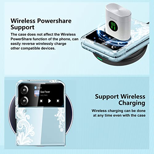 Z Flip 4 Case For Samsung Galaxy Z Flip 4 5G Case Clear Cute Slim Thin For Women Soft Silicone Tpu Cover For Samsung Z Flip 4 Phone Case Rugged Heavy Duty Shockproof With Mandala-Flower (White) #TOP4