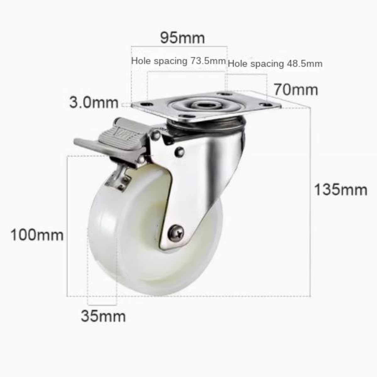 Ruedas para Muebles Ruedas Giratorias De Acero Inoxidable De Nailon con Freno Ruedas Giratorias 4 Piezas Ruedas De Transporte