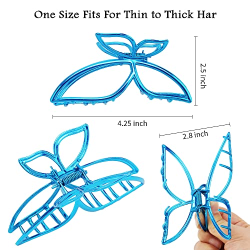 Ahoney Butterfly Claw Clips Metal Hair Clips 4.3" Hair Clips For Women Non Slip Cute Hair Claw Clips Fashion Hair Shark Accessories (Green/Blue) #TOP2